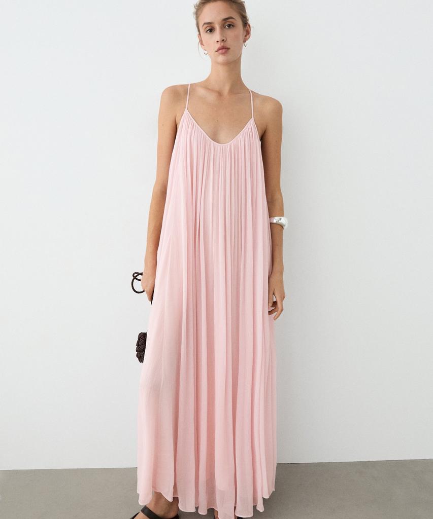 Masimodutti Fluid Pleated Strap Dress