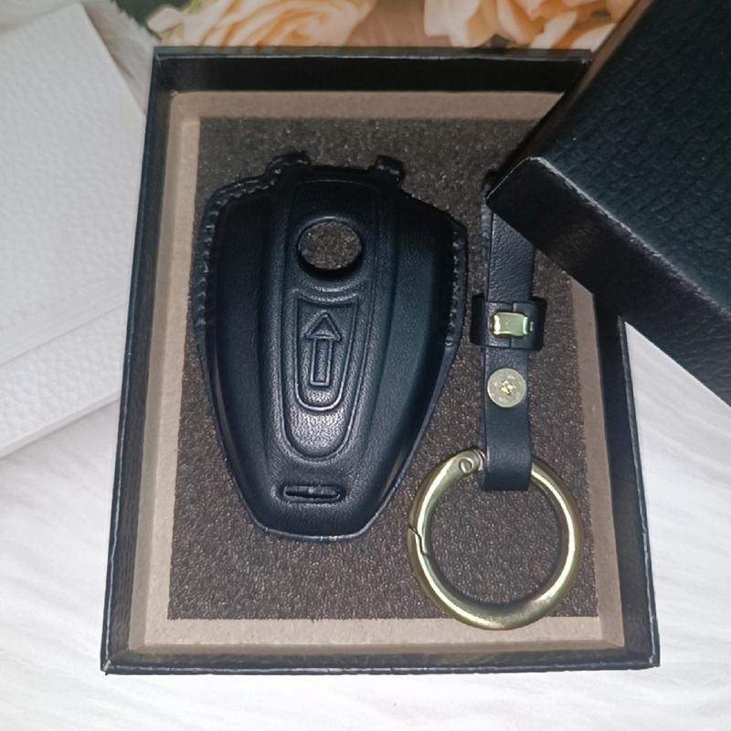 For BMW R18 2020-2024 R18B Bagger R18 Transcontinental Leather Motorcycle Key Cover Case Fob Keychain CNC Machined Accessories