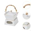 Ceramic Butter Warmer Set Porcelain Melting Pot and Lid Fondue Chocolate for