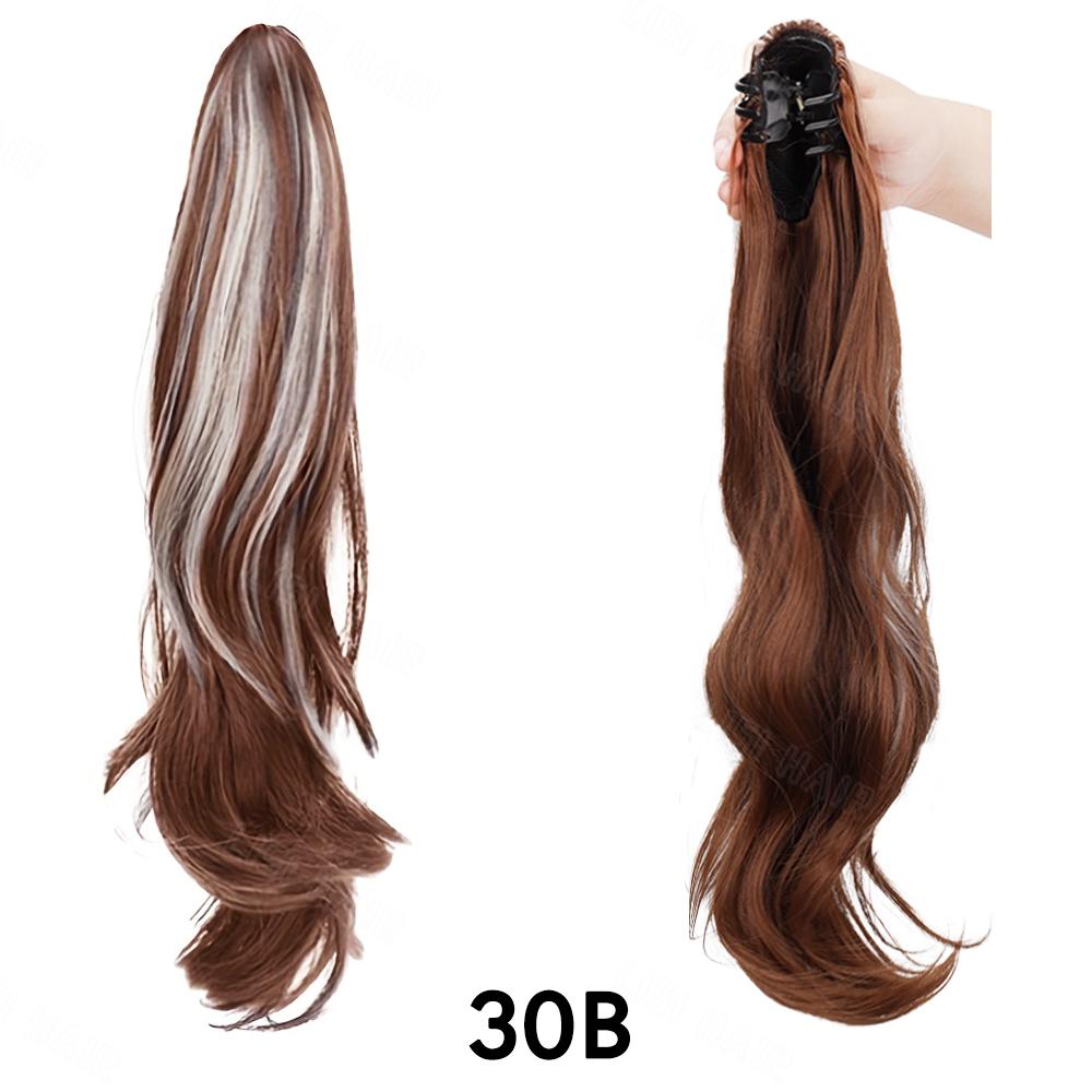 XINRAN Syntetyczny pazur, długi, falisty kucyk, odporne na ciepło doczepy, naturalny miękki, falisty kucyk, treska dla kobiet