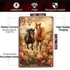 1pc Retro 2D Flat Tin Sign Two Horses in Floral Field 12x8in Vintage Metal Wall Decor for Living Room Kitchen Garden Outdoor