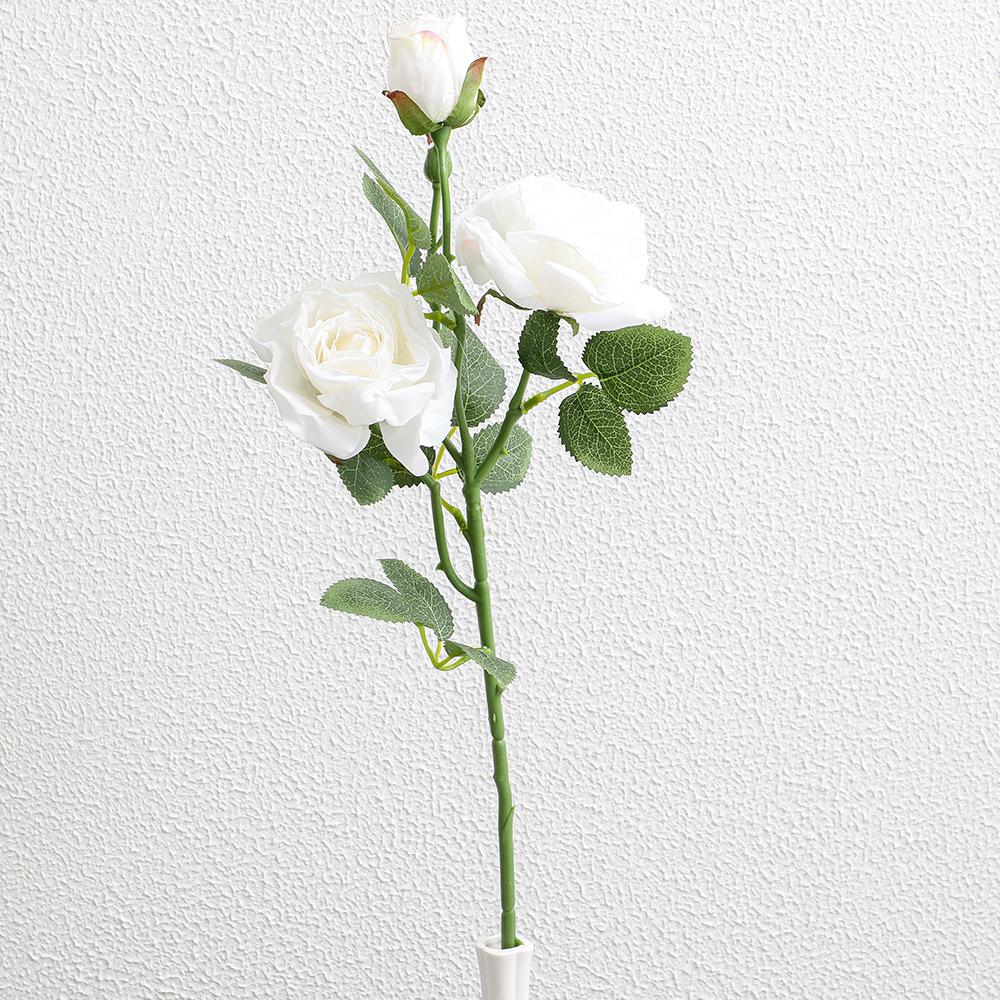Scorched Edge 3-Head Artificial Rose, Retro Style Fake Flower for Home and Wedding Decoration, Photography Prop.