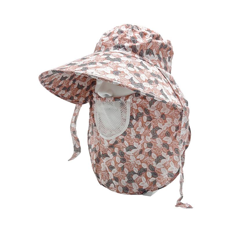 Summer Women's Tea Picking Hat Big Brim Shawl Hat Mask Removable Hat Outdoor Travel Visor Travel Sun Hat