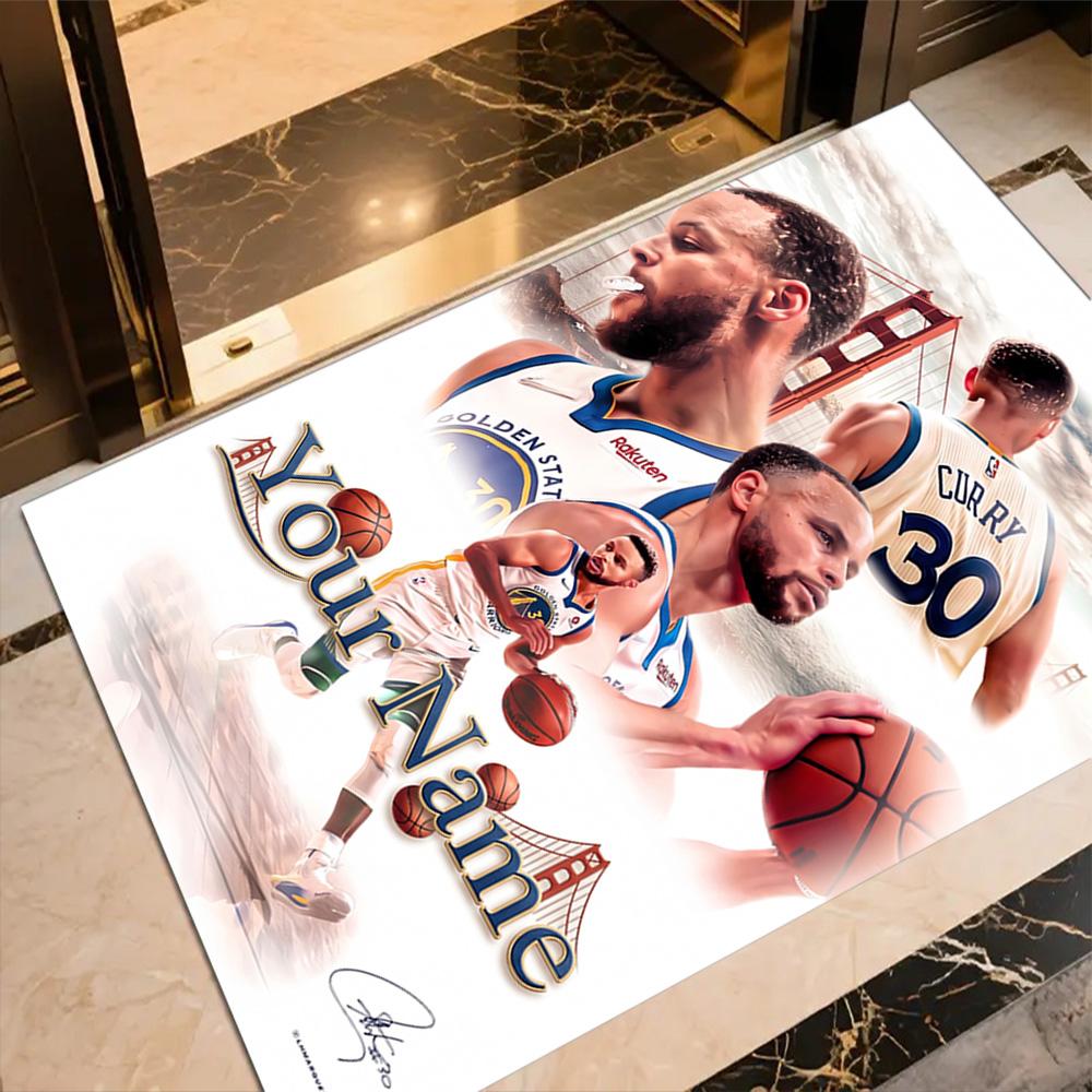 Golden State Curry Customize Text Carpet Perfect for Playrooms Dormitory Decorate Room Dining Room Anti-slip Rug Anime Office Decor Wedding Party Gift