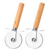 Wooden Handle Stainless Steel Pizza Cutter and Pastry Slicer