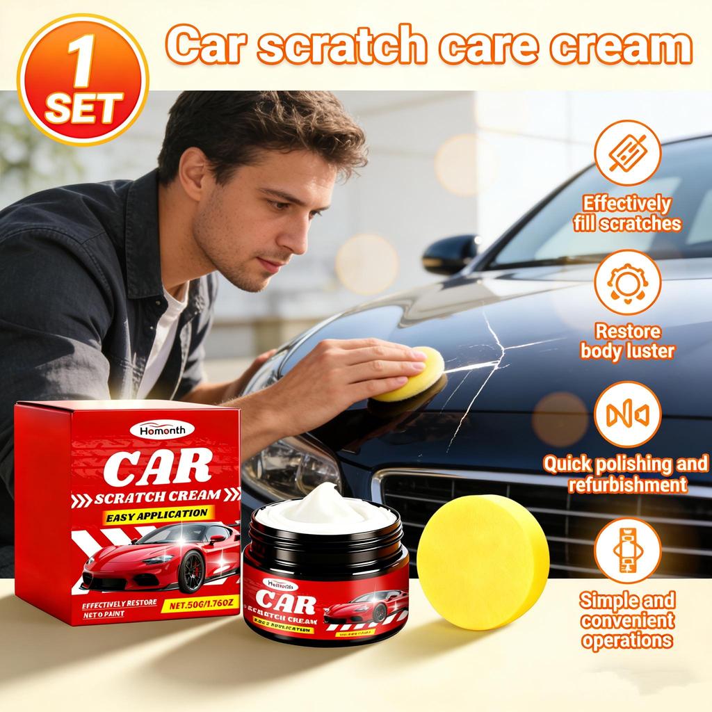 Homonth Car Scratch Repair Polish Nano Coating Scuff Scratch Remover Paint Restorer for Car Body with Sponge 1 Set