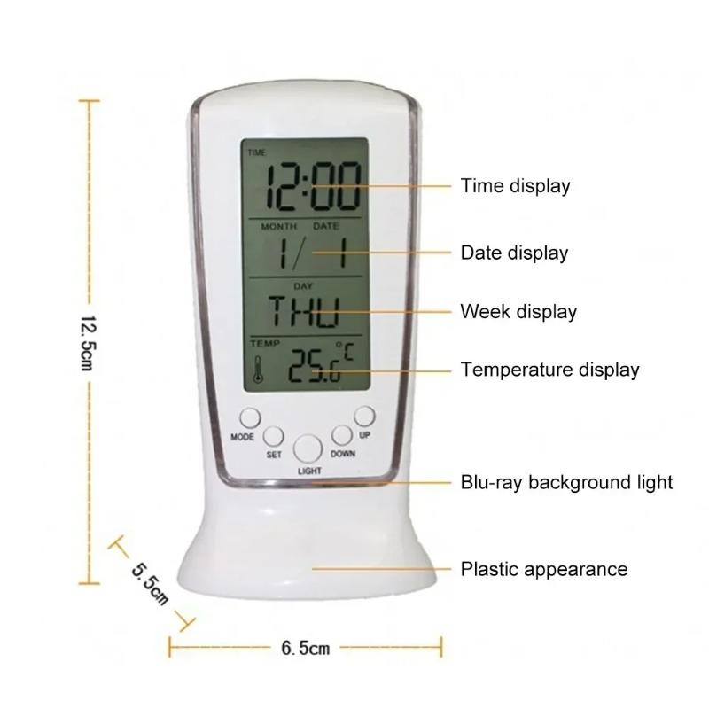 Digital Calendar Temperature LED Digital Alarm Clock with Blue Back Light Electronic Calendar Thermometer Led Clock with Time