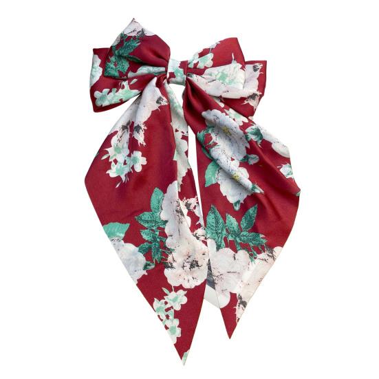 Hair Barrette Women Large Bow Hairpin Double Layers Flower Print Stain Bow Barrette Ponytail Clip Hair Styling Tool Hair Accessories