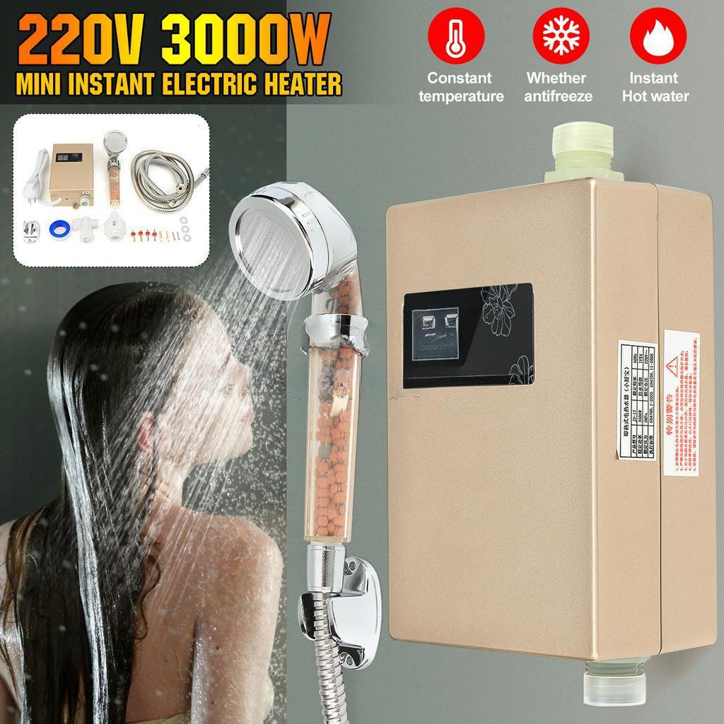 

Электрический проточный водонагреватель 220 В для ванной и кухни, мгновенный водонагреватель с дисплеем температуры, нагревательный душ, универсальный 3000 Вт