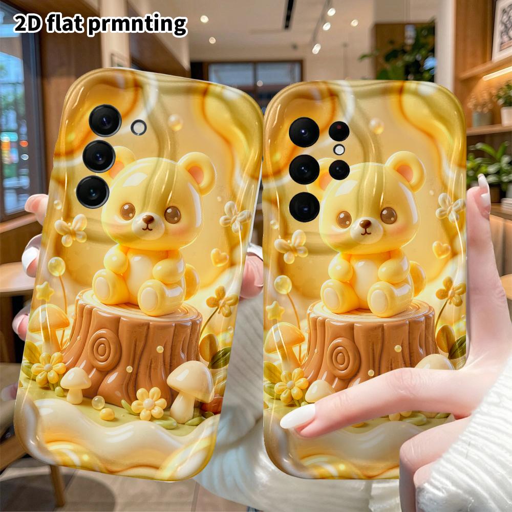 Phone case: 2D flat, suitable for Samsung Galaxy A34 A35 M05 M06 S20 S22 S21 FE Plus 5G, tree stump bear, perfect Christmas and Halloween holiday gift