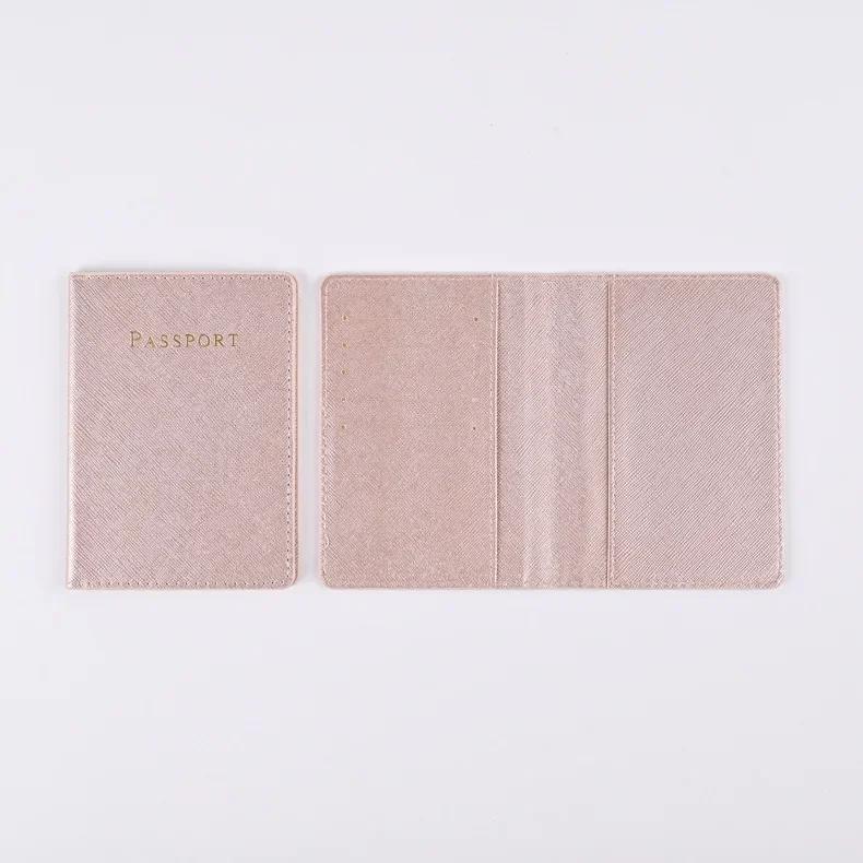 New Solid Color PU Leather Passport Cover with Multi-functional Card Case