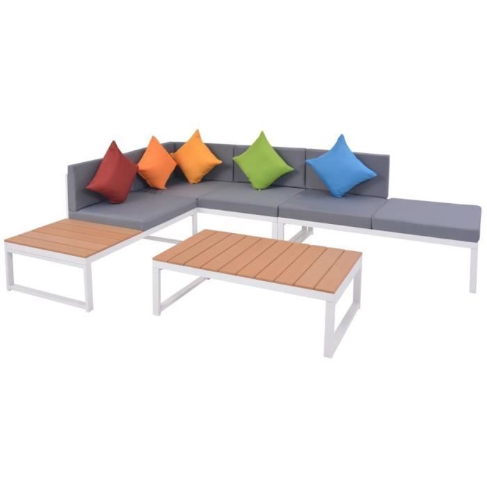 VidaXL Salon de jardin 4 pcs avec coussins Aluminium et WPC