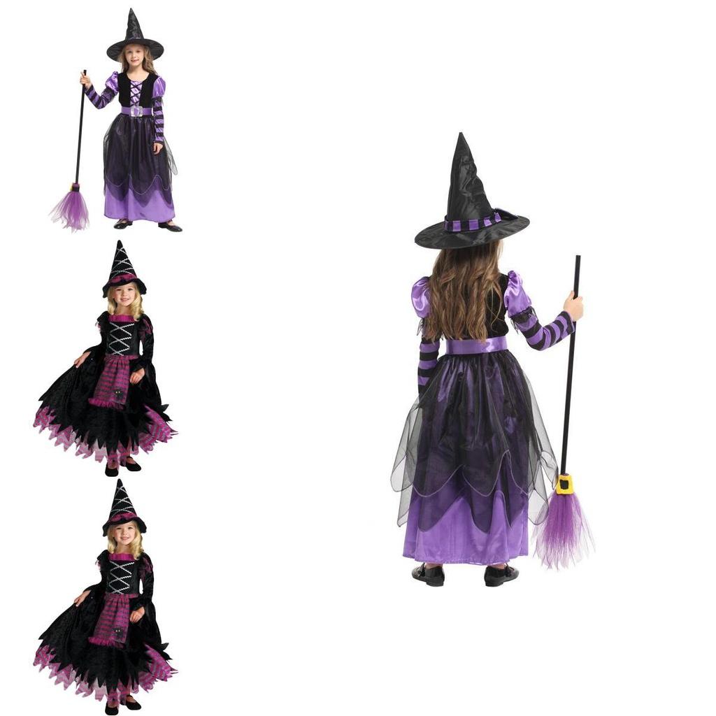 Exquisite Children's Halloween Witch Costume With Silky Fabric And Intricate Details