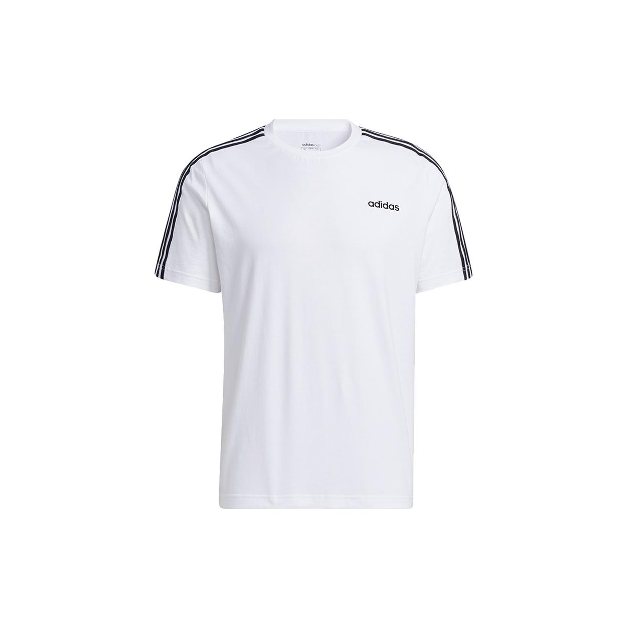 adidas neo M Ce 3s Tee Stripe Sports Round Neck Short Sleeve White Men s H14184 XL