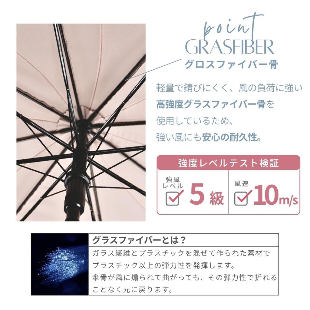 long umbrella with square 8 pink 60cm rib plain automatic high Women's handle, ribs, beige, length, design, piping, one-touch opening, fiberglass,