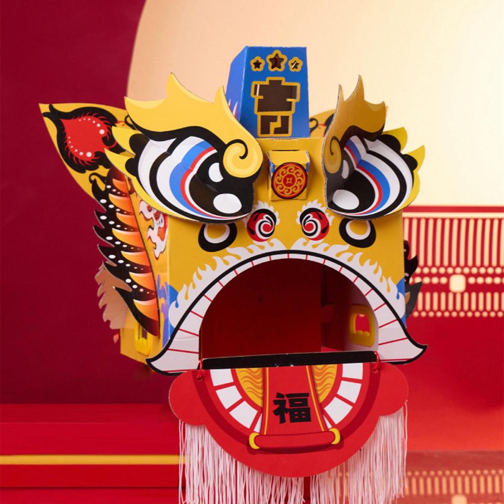 Chinese Lion Dance DIY Crafts Kit Year Decoration, Handmade Head Ornament for