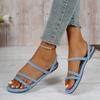 Summer New Korean Style Sandals with Thin Strap, Low Heel and Square Heel Comfortable and Versatile Women's Sandals with Two Straps for Students