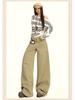 2025 Khaki Loose Straight-Leg Workwear Jeans - New American Design