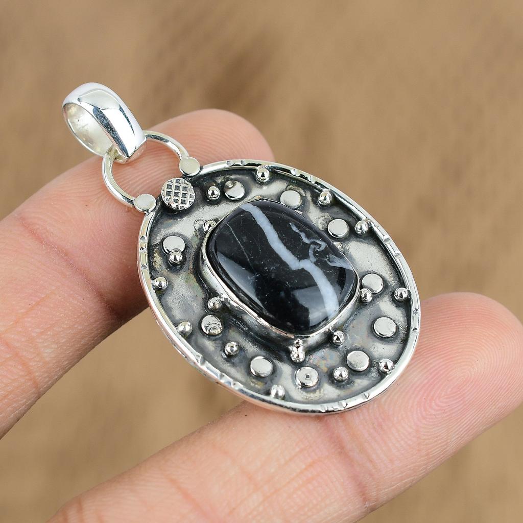 Gift For Women Pendant 925 Sterling Silver Natural Chrysanthemum Gemstone