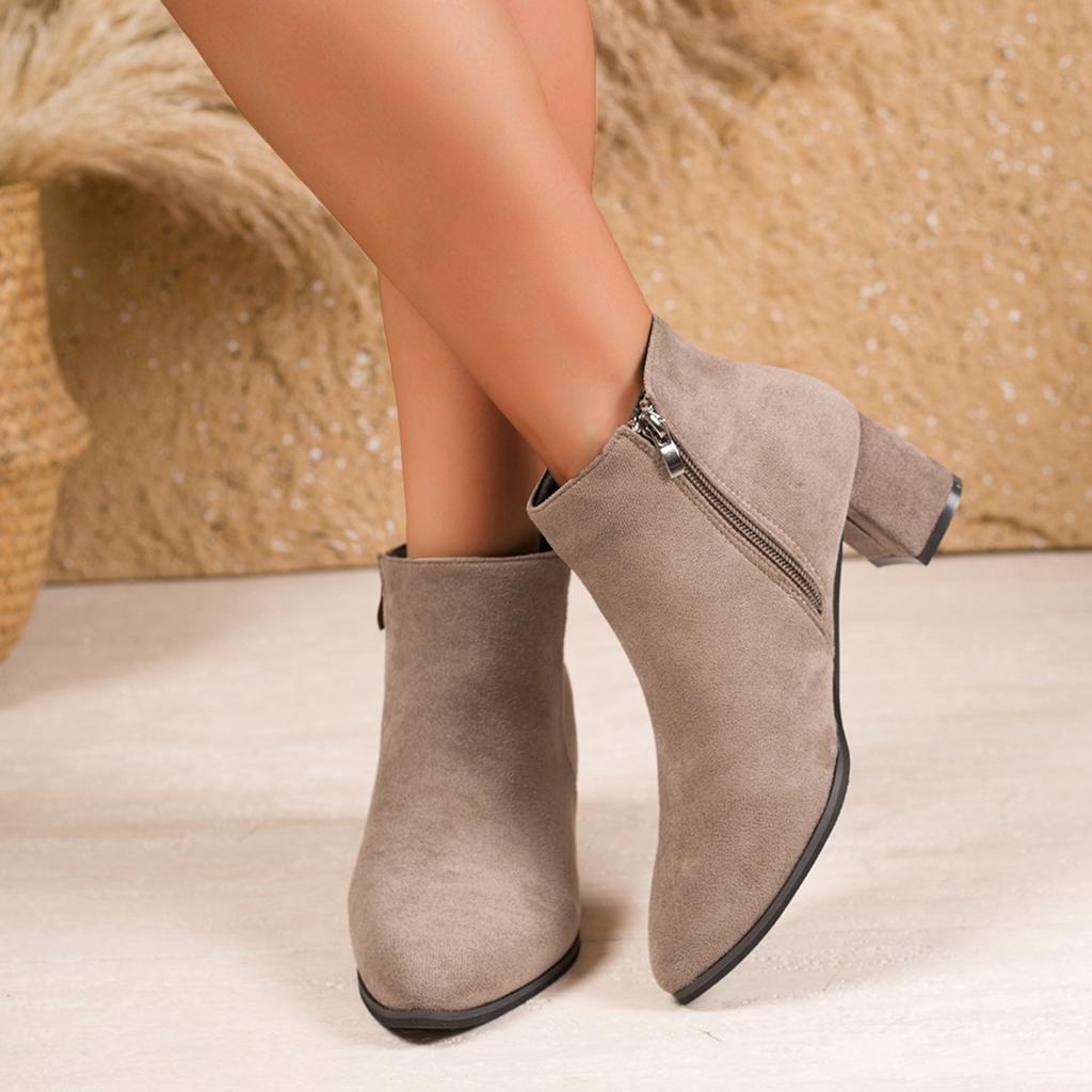 Wildleder spitz groß mittel Absatz Mode Stiefel Winter dicker Absatz Martin Stiefel Damen