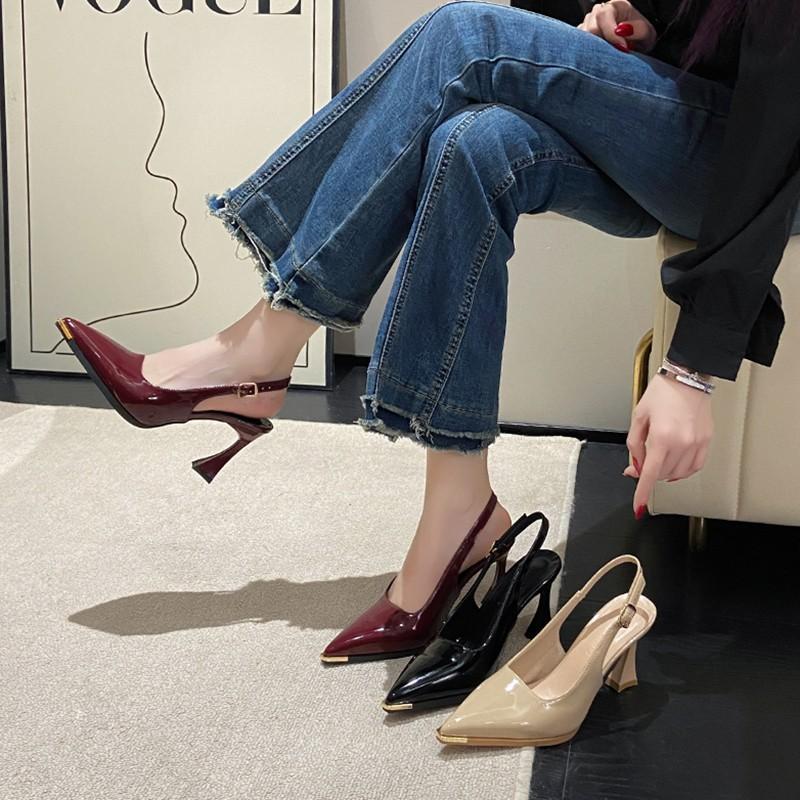 Fashion Summer 2025 New Women Black Fashion Sandals Woman Heels Pumps Sexy Pointed Toe Sandalias Female High Heels Shoes Women