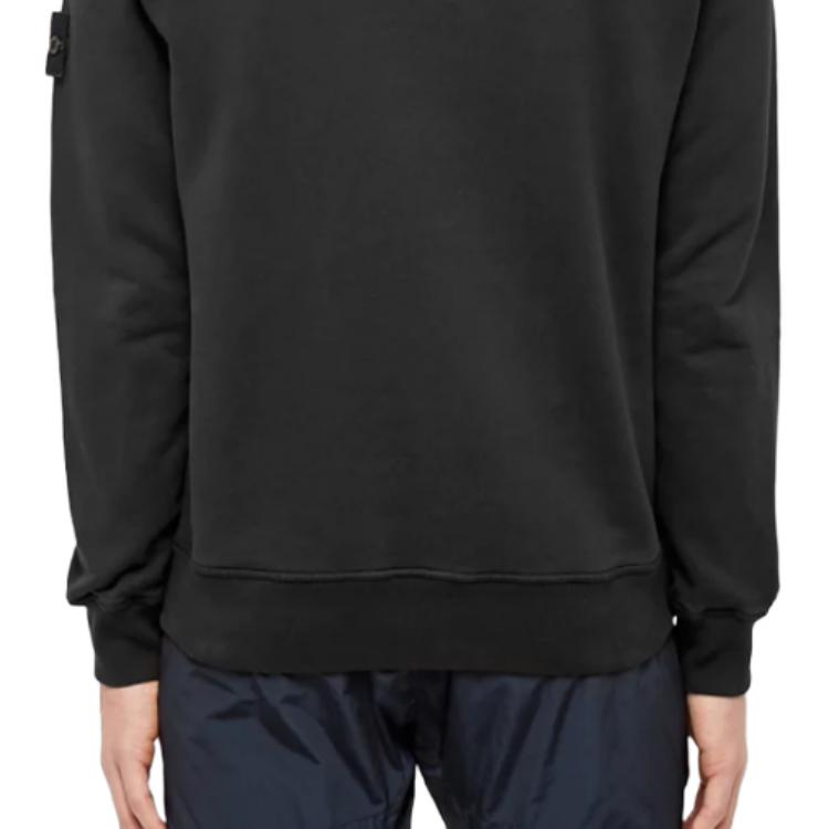 STONE ISLAND Classic Logo Compass Badge Drawstring Hooded Sweatshirt Men Sweatshirt Black 721564151-V0029