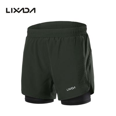 Lixada Men's 2-in-1 Running Shorts Quick Drying Breathable Active Training Exercise Jogging Cycling