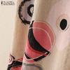ZANZEA Women Casual Round Neck Short Sleeve Loose Summer Print Dress