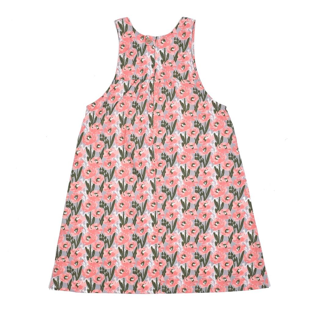 Apron Floral Print Apron 247074 Pink [Kusuguru Japan] A-Line M-L