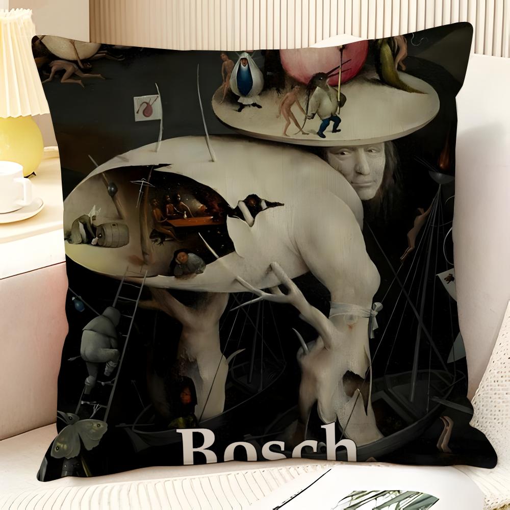 Surrealism Artist HHieronymus Bosch  Natural Linen Organic Fabric DoubleSided Printing Sofa Home Decor Gift Pillow Case