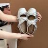 Bow with skirt height-increasing small leather shoes French versatile thick heel shallow mouth Mary Jane single shoes 2025 summer new