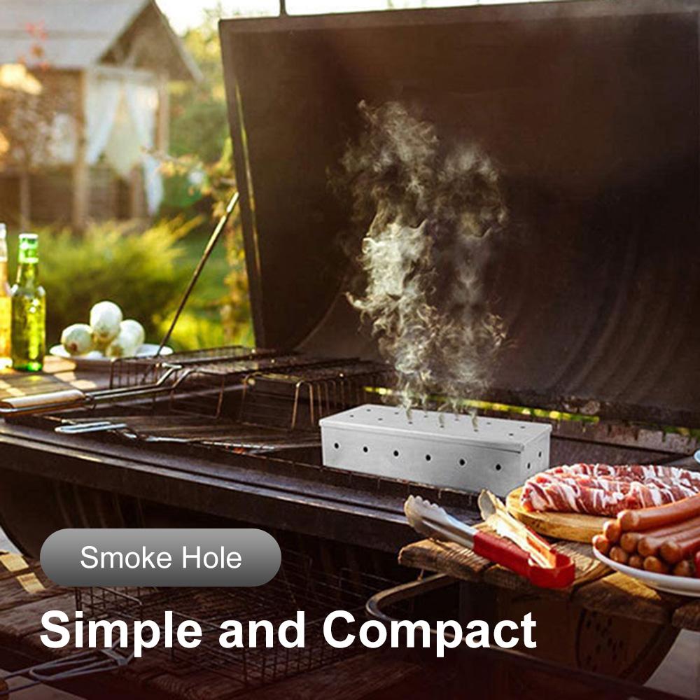 Omyvatelný a skládací nerezový kouřový box BBQ kouřový box udírna na dřevěné štěpky pro maso krabička pro kouřovou chuť grilovací nástroj