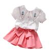 Set Estivo Preppy Due Pezzi per Bambina, Carino Outfit a Manica Corta, Abbigliamento alla Moda per Bambini