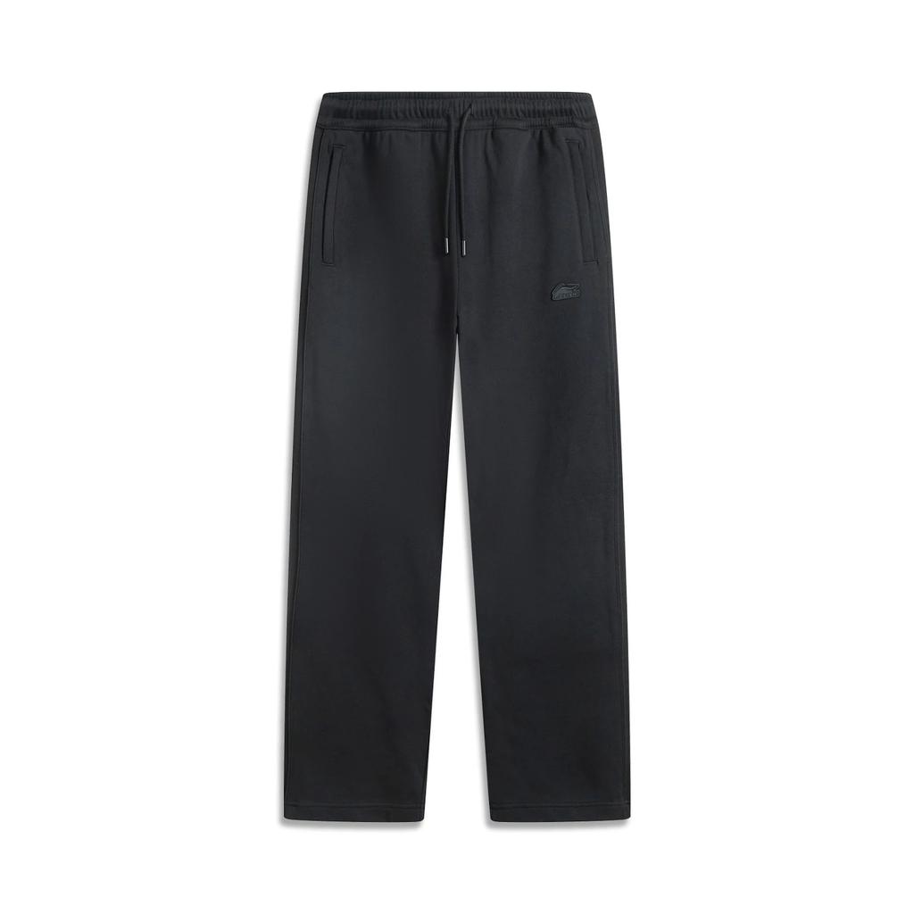 Li Ning Sports Trend Series Solid Color Mid Waist Drawstring Breathable Versatile Loose Casual Pants Men pants Black AKLV071-1