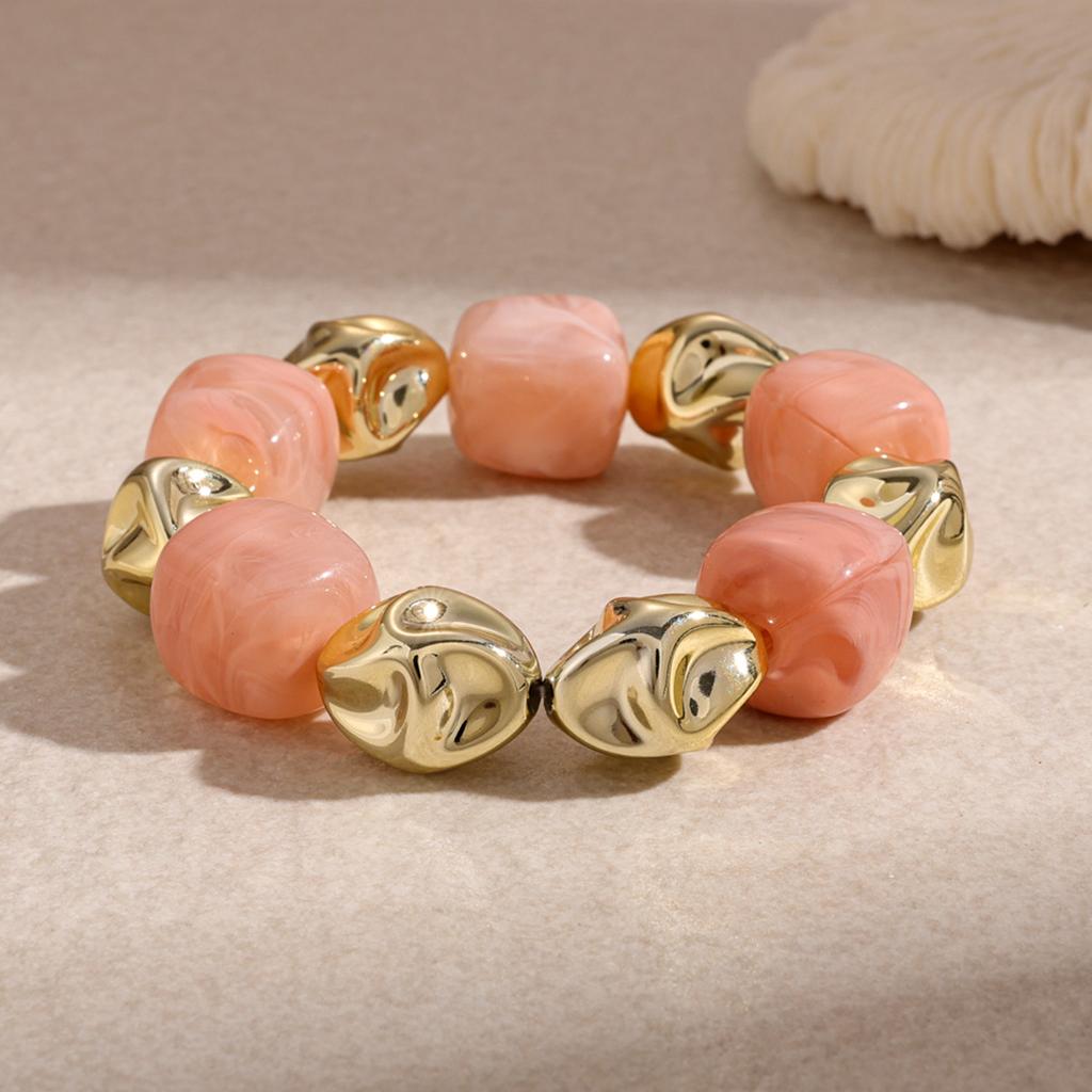 Acrylic Irregular Square Round Beaded Bracelets for Women Multicolor Bohemia Geometric Handmade Bangles Couple Jewelry Travel C