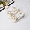 Children Fashion Casual Shoes Versatile Solid Color Houndstooth Girls Sandals Open-toe Korean Style Kids Shoes 2024 Soft Simple