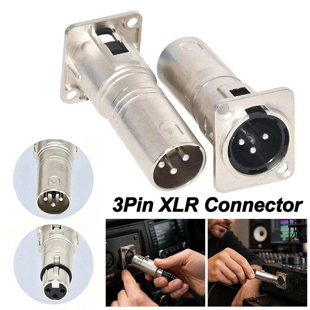 1Pcs Gold Plated 3Pin XLR Connector Panel Mount XLR Connector for Speaker System Installation