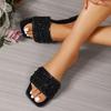 Summer Plus Size Women Slide Sandals Casual Outdoor Square Toe Flat Heel Single Strap Luxury Comfort Slippers