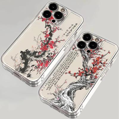 Chinese Ink Plum Blossom Print Phone Case For Samsung Galaxy A10 A11 A12 A13 A22 A23 A32 A33 A50 A52 A53 A22 A72 A73 Cover