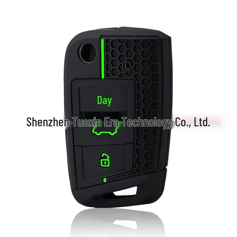 

Volkswagen 3-Button Folding Silicone Key Cover with Honeycomb Pattern for Golf, Bora, Polo, Touareg зелёный