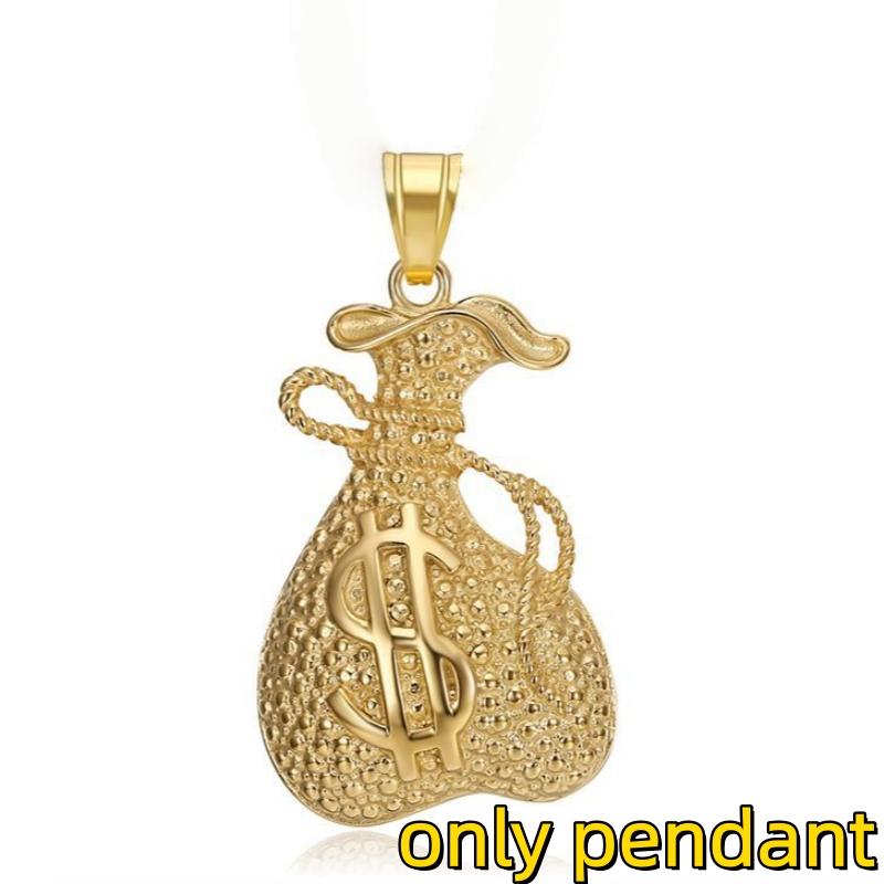 1pc Dollar Sign Gold Color 316L Stainless Steel Big Dollar Sign Pendant Chain Necklace for Women Hiphop Jewelry