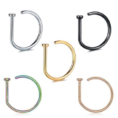 D-förmige Nasenringe Nasenflügel Septum Creolen Tragus Piercing Schmuck Unisex