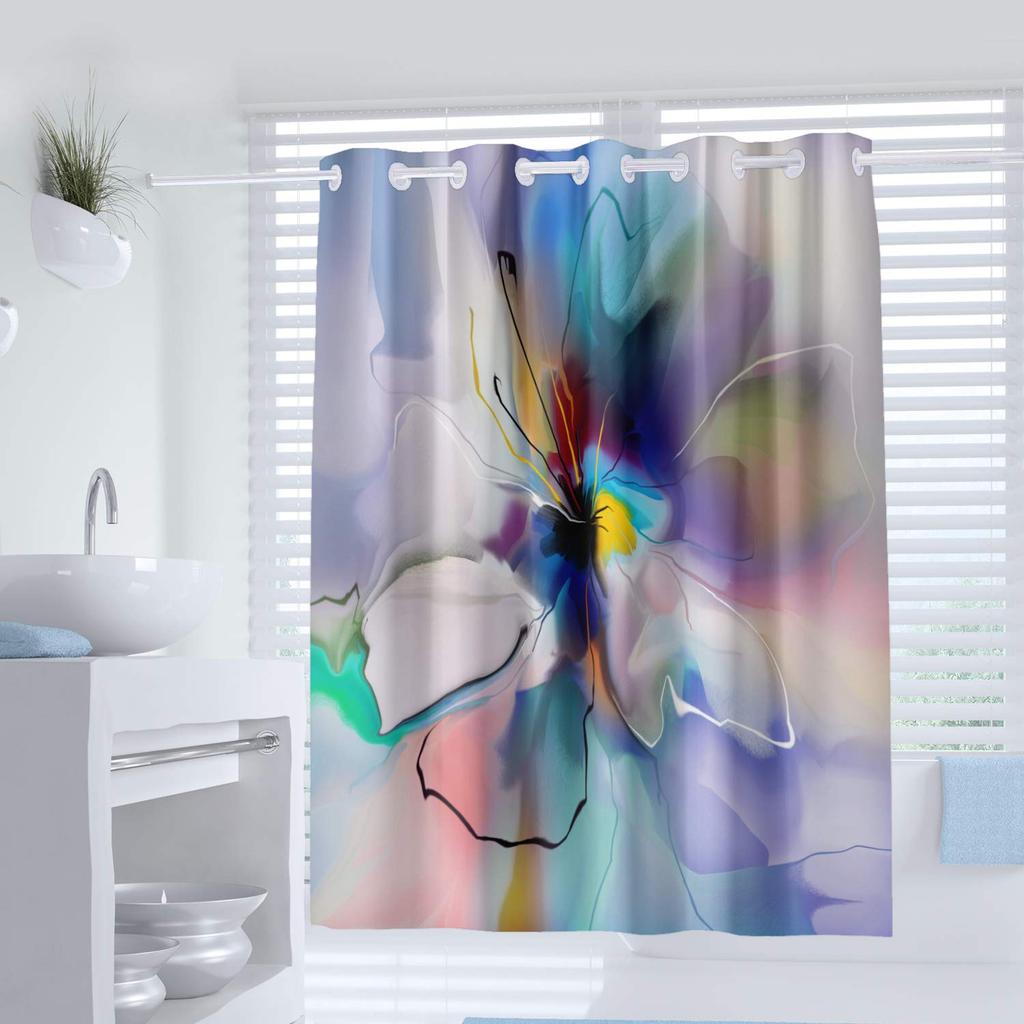 Purple Crystal Marble Abstract Shower Curtain For Bathroom Turquoise Teal Mineral Rock Texture Modern Shower Curtain With Hooks
