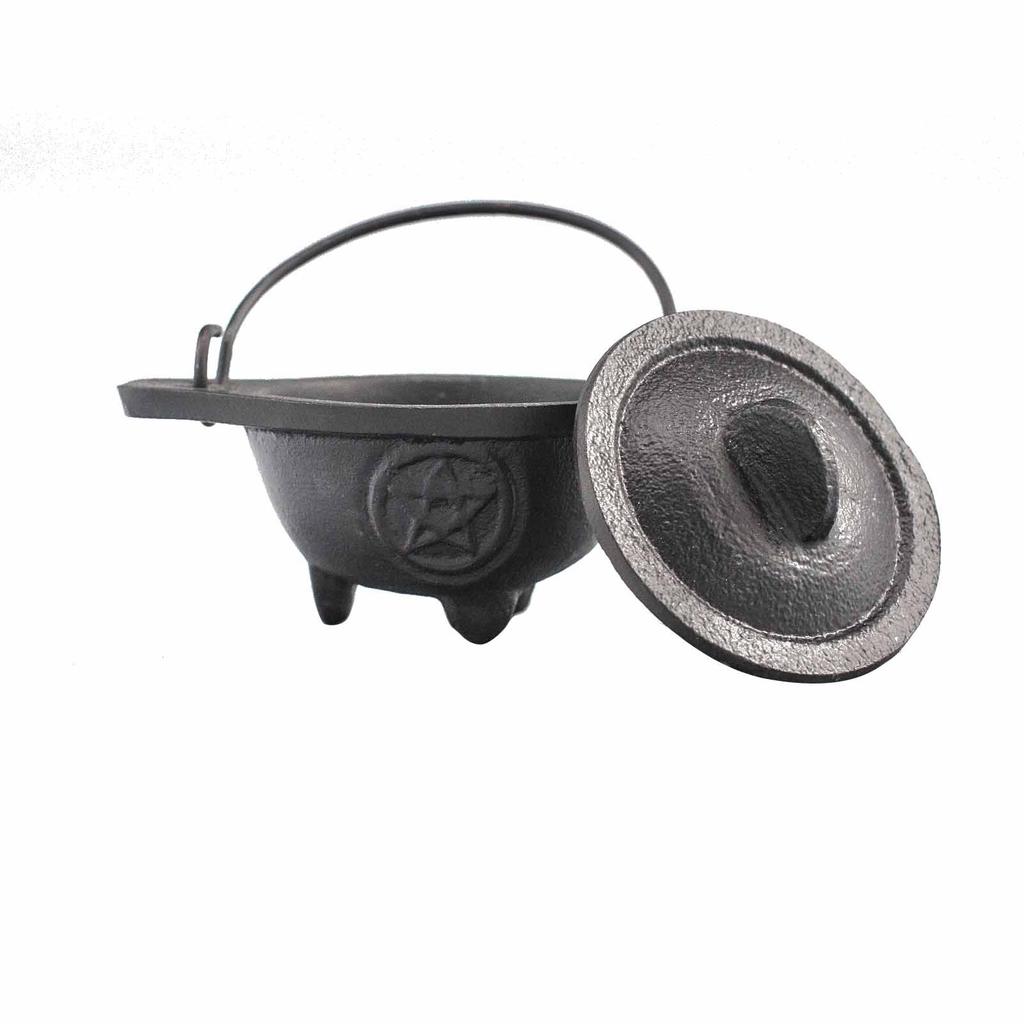Cast Iron Cauldron With Pentagram 5x9 Cm