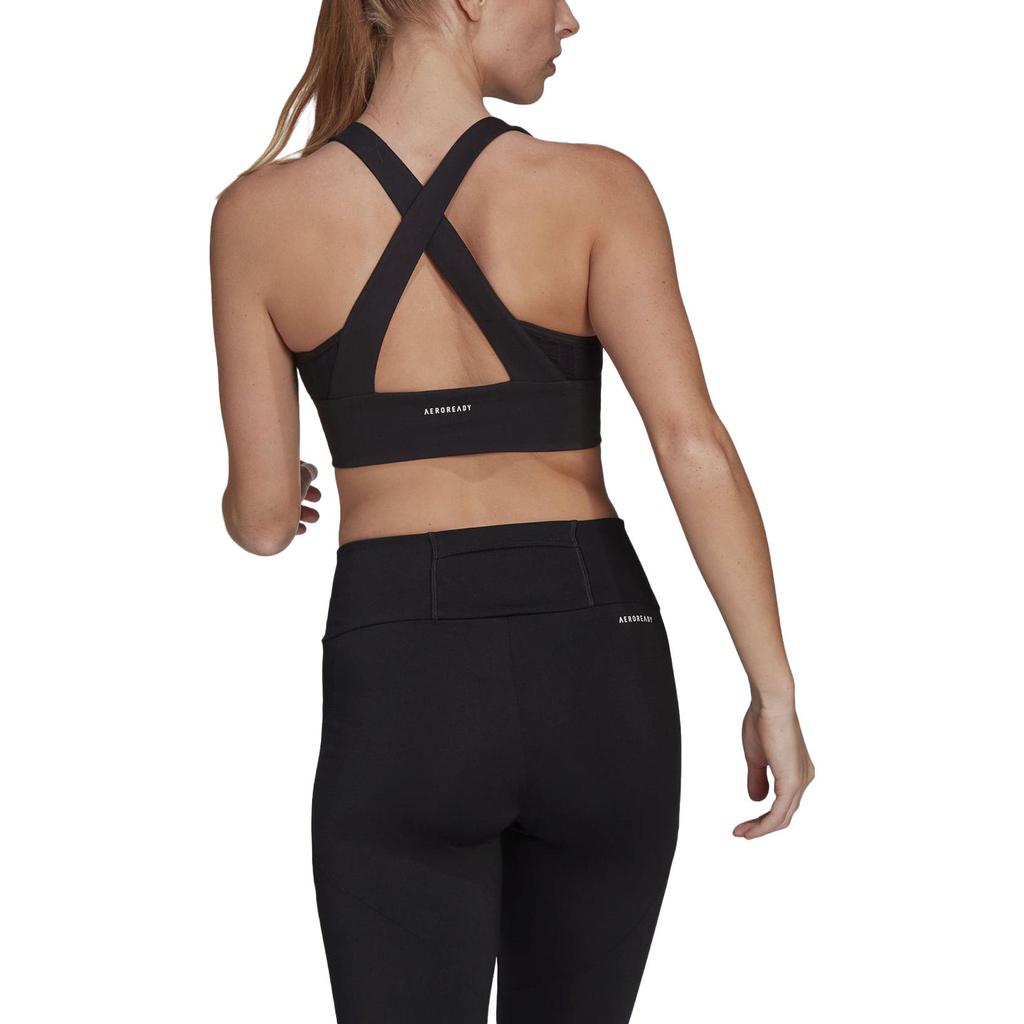 Adidas Logo Print Fitted Sports Bra Women Underwear Black GN8334