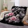 1pc Death Roses Blanket Room Decor, Soft Bedding Cover, Living Room, Travel, Camping, Car Blankets, Beach