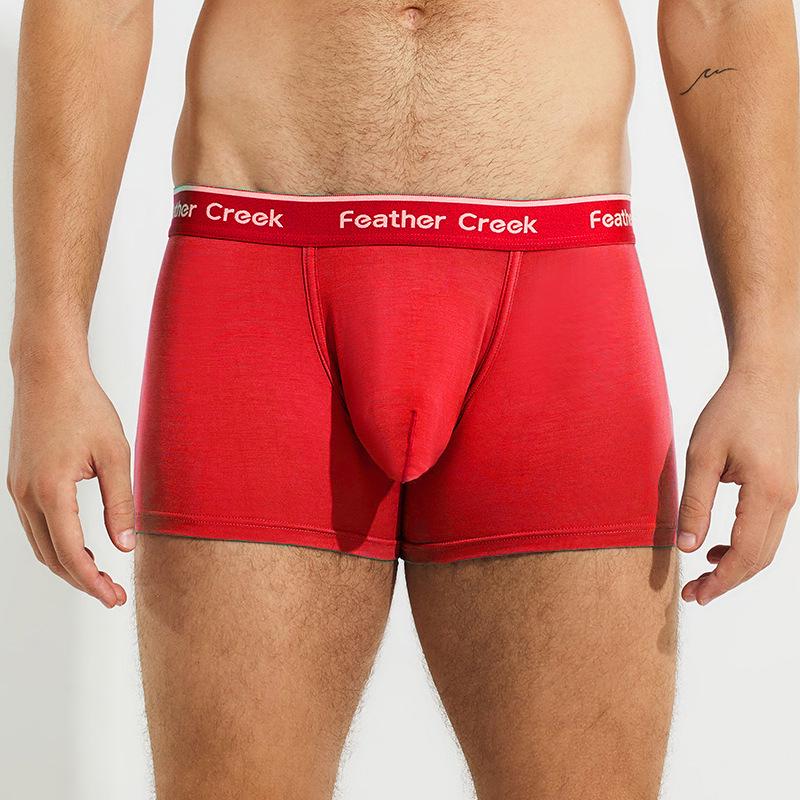 Ανδρικό εσώρουχο boxer με θήκη σε σχήμα U: Σέξι, Λεπτό, Τετράγωνο Σχέδιο με Μεγάλη Μπροστινή Θήκη