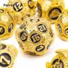 7 sztuk złote czarne koło zębate metalowe kostki solidny metalowy zestaw kości wielościennych nadaje się do odgrywania ról RPG gra planszowa gra karciana