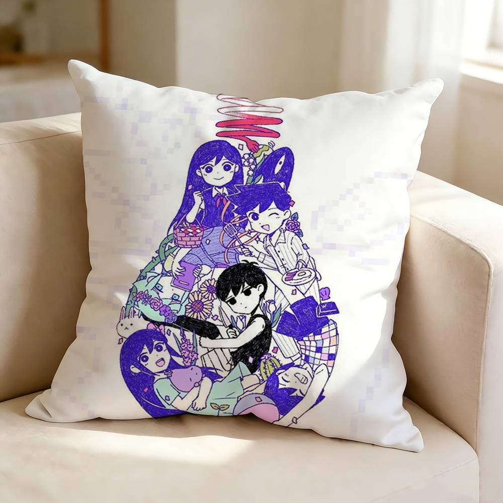 P-Psychological horror game O-Omori Square Double-Sided printed Pillow Case Bedroom Bedside Pillow Sofa Cushion Cover