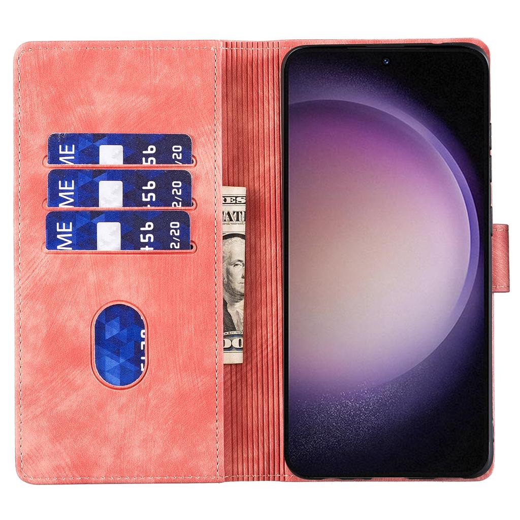 For Samsung Galaxy S23 Phone Case Cute Cat Imprint PU Leather Wallet Flip Cover